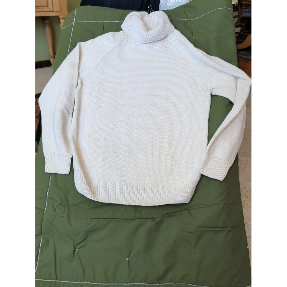 VTG French Creek Sheep & Wool Co Sweater Ladies Medium Cream Chunky Knit Cotton